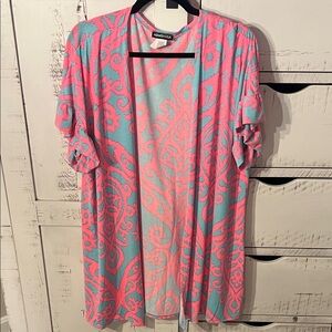 Pink and Blue Paisley Kimono Cardigan